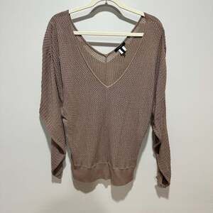 Bobi V-Neck Raglan Long Sleeve Sweater, Sz L
